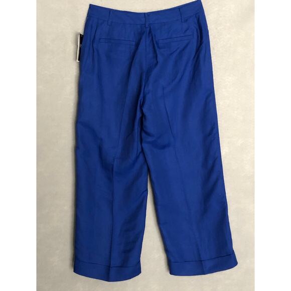 Lauren Ralph Lauren Twill Cropped Pants Women's Size 6 Linen Blend Blue NEW - Picture 5 of 11